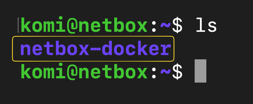 Résultat du git clone : dossier netbox-docker créé